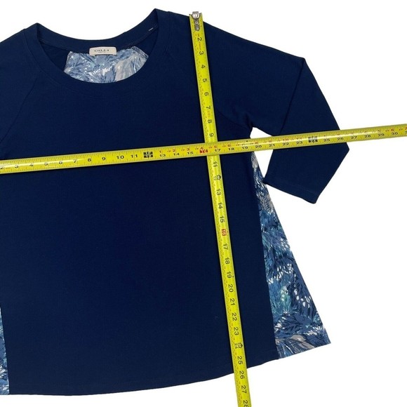 GILLI Oversized Top Women's Size Small 3/4 Sleeve Round Neck Blue Made in USA - Picture 7 of 9